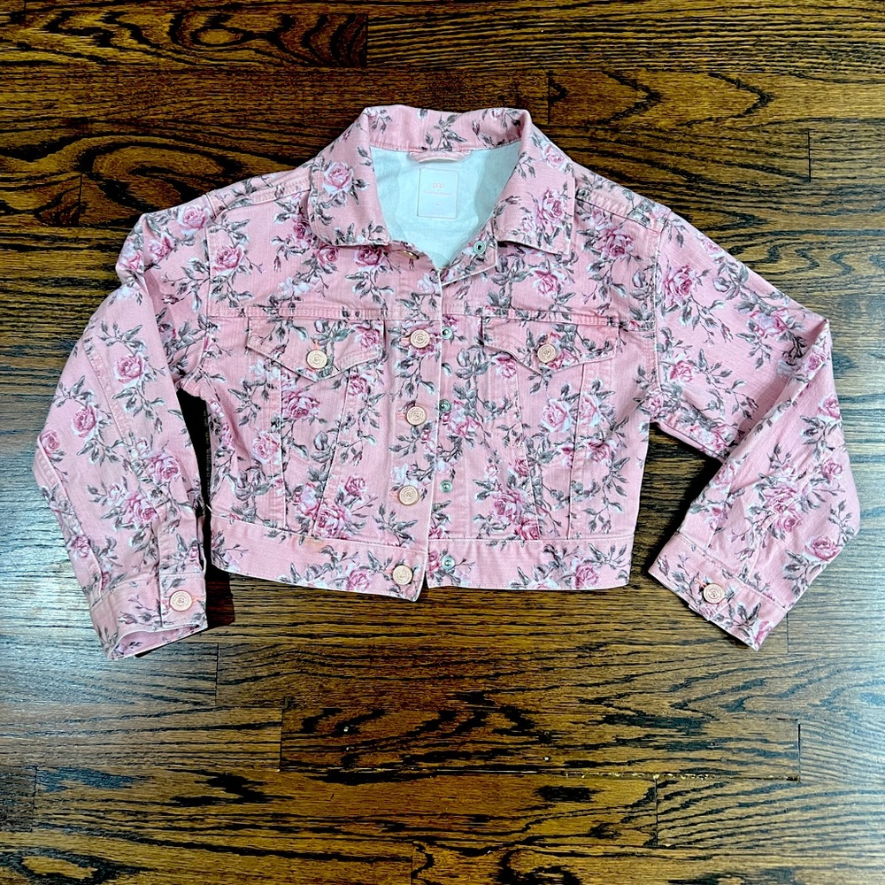 Love shack fancy x Gap flower Jean jacket pink children kids medium M